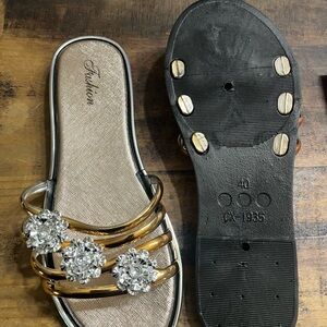 Women's Gold and Silver Sandals